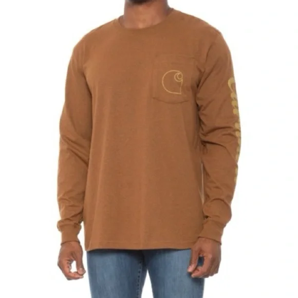 NWT Carhartt Men Relaxed Fit Heavyweight Logo Graphic Long-Sleeve shirt - Picture 1 of 4